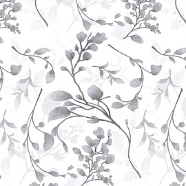 Orainege Gray Floral Wallpaper Peel and Stick Wallpaper Self Adhesive Floral Contact Paper Waterproof 17.7 in ×118.1 in Removable Wall Paper for Bedroom Bathroom Cabinets Decor