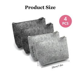 XFSRG Pack of 4 Felt Bag Cosmetic Bag with Zip Multifunctional Toiletry Bag and Pencil Case Travel Organiser DIY Blanks