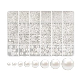 11330 Flat back White Pearl Ribbon box 8 sizes Semi-round pearl Flat Back Pearl for DIY nail crafts Necklace Bracelet Jewelry ornaments Makeup accessories for artists and creatives