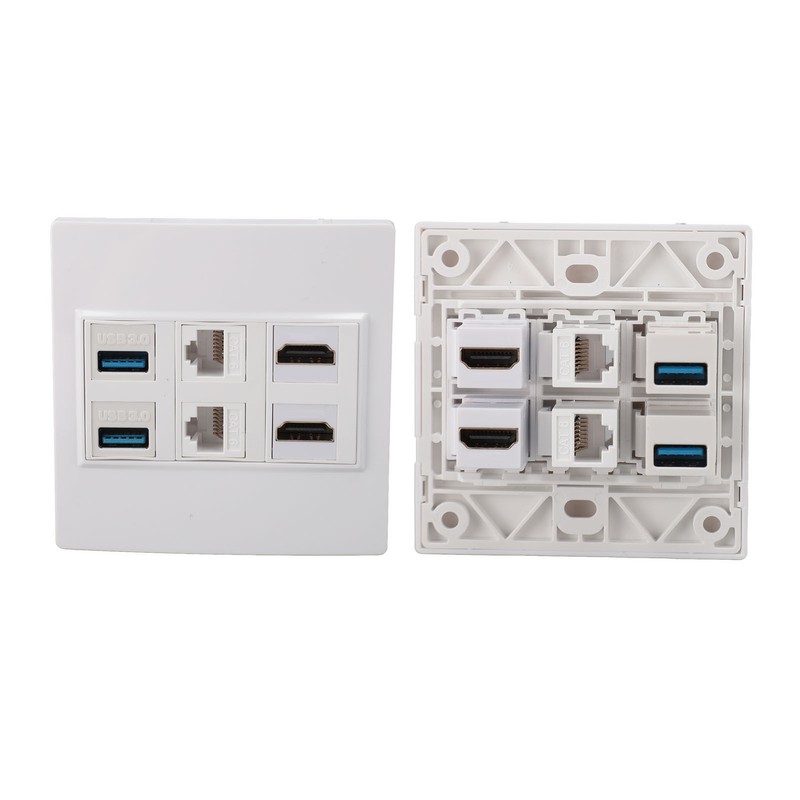 6 Port Multimedia Wall Plate 5Gbps 4K 60HZ HD Multimedia