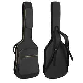 LETSROCK Bass Guitar Case, Bass Guitar Gig Bag 0.38 Inch Thick Padding Backpack Soft Electric Bass Guitar Bag Dual Adjustable Shoulder Strap Pocket & Back Hanger Loop Black