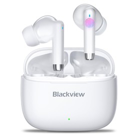 Blackview Wireless Earbuds, Airbuds 4 Bluetooth 5.3 Wireless Earphones in Ear with Mic, Bluetooth Headphones HiFi Stereo Earbuds with Replaceable Eartip, Touch Controls, IP7 Waterproof Headset-White