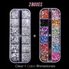 2 Boxes Clear Round + 12 Color Round Rhinestones with