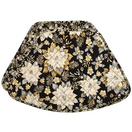 Sweet Pea Linens Quilted Black, Silver & Gold Christmas Poinsettia Wedge-Shaped Placemats - Set of Two