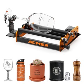 ACMER M2 Laser Rotary Roller, Laser Engraver Y-axis Rotary 360° Roller with 4-138mm Engraving Space for Engraving Cylindrical Objects, Ring, Suitable for ACMER P1, P2 and Most Laser Engraver