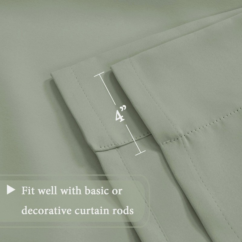 Solid Blackout Curtain Energy Efficient Tie Up Shades -Rod Pocket