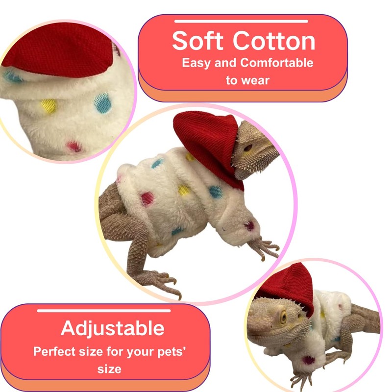 Lizards Clothes for Bearded Dragon Cotton Hoodies Leopard Gecko Costume,