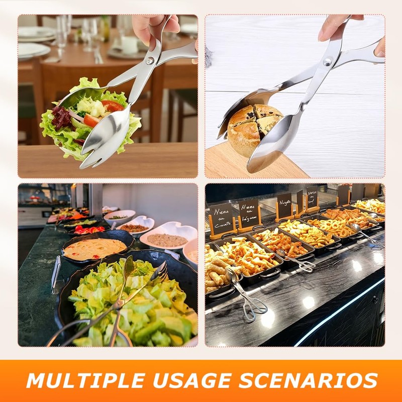 2 Pack Salad Tongs Food Grade 7.87 Inch Scissor Tongs