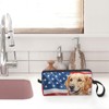 OLUSENMO Golden Retriever American Flag Makeup Bag Small Compact &