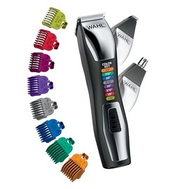 Wahl Color Pro 3025945 - Recortadora de barba todo en uno, recargable, inalámbrica, codificada por color, con detalle para cejas, recortadora de pelo y nariz giratoria para hombres, modelo 3025945