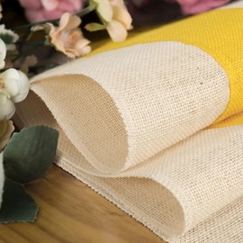 YCOLL Natural Hessian Jute Table Runner, Beige and Yellow Table Decoration, Rustic Country House Style Runner for Wedding Decoration, Dining Table, Event, Kitchen, Holiday Decoration, 40 x 140 cm