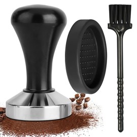 NINGYER Tamper 51 mm, Tamper Comes with a Black Round Pad and a Brush, Espresso Tamper for Barista Tools and Coffee Lovers (Black)