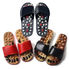 2 types of acupressure slippers [Season 2 Indoor Foot Sole Cushion Indoor Shoes Stone Pebble Health Jade Foot Pressure Shoes] Jade Pebble Slippers S 3ea