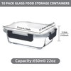 HAKEEMI 10 Pack 22oz Glass Food Storage Containers with Lids,