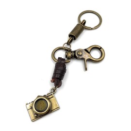 Onwomania - Camera Leather Photo Aperate Keyring - Metal Lucky Charm Ideal as a Gift e.g. for a Best Friend, Best Friend, Mum - For Men, Women and Children, bronze, Unit size