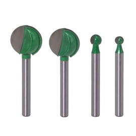 Gasea 4pcs 6mm Shank Core Box End Grooving Router Bit CNC Round Nose Groove Cutter Woodworking Tool Bits (6/8/ 20/ 22mm)