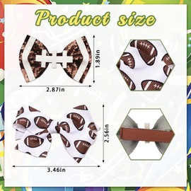 Glodecart 4PCS Football Hair Clips for Girls Party, Glitter Ribbon Cute Football Hair Clips Accessories for Kids Decoration, Sports-themed Football Bow Knot Hairpin Hair Accessories