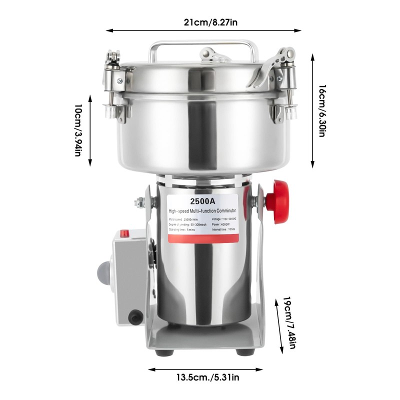 CUBELLIN Electric Grain Grinder Stainless Steel Spice Grinder Commercial Grain