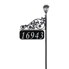 Address America USA Handcrafted Rose Reflective Double Sided Address Sign with Solar Light- 58" Pole - SL