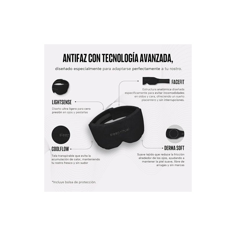 Sleep Ritual Antifaz Premium para Dormir con Tecnología Blackout