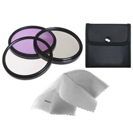 Olympus Evolt E-300 High Grade Multi-Coated, Multi-Threaded, 3 Piece Lens Filter Kit (77mm) Made by Optics + Nwv Direct Microfiber Cleaning Cloth.
