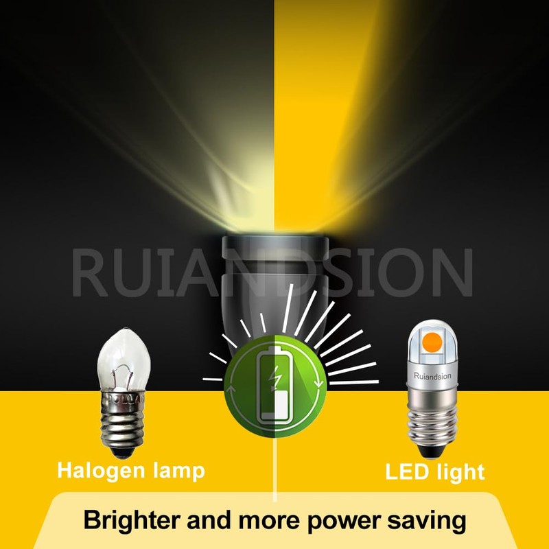 Ruiandsion E10 LED Flashlights Bulb 6V Non Polarity E10 Screw