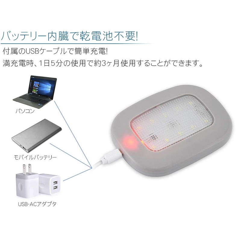 PR-LUMINOUS-BK Indoor Light, LED Light, Reading Light, Multi-purpose, USB Charging,