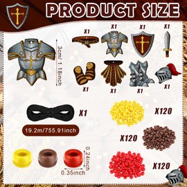 Memorywuu 24 Sets Armor of God Necklace Craft Kit DIY Religious Christian Medieval Necklace Wooden Pendants Beads Elastic Cord Armor of God Decor for Vbs Sunday School Supplies Bible