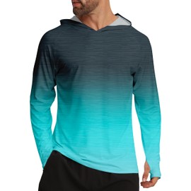 APTRO Men's UPF 50+ Sun Protection Long Sleeve Hoodie Shirts UV Outdoor Fishing Shirts SPF Rash Guard Shirts for Men MS17 Gradient Green XL