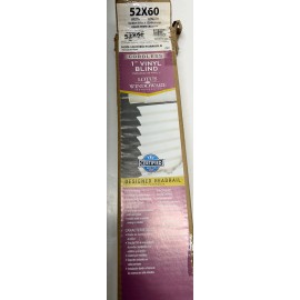 Lotus & Windoware 1 Lotus vinyl Horizontal Window Blinds 1" Blind, 52” Width by 60” length , White