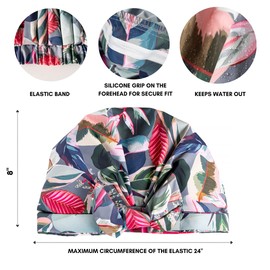 Shower Cap for Women, Luxury, Fashionable, Reusable, Waterproof Turban Shower Cap SMPL OBJECTS (Tropical)