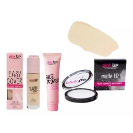 Pink Up Maquillaje Easy Cover + Polvo Matificante + Primer Pink Up