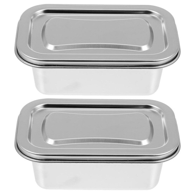 LALADEFIEE 2Pcs Stainless Steel Refrigerator Storage Box Set with Airtight