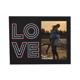 The Fanatic Group Valentine's Day Picture Frame with Neon Love Design - Black