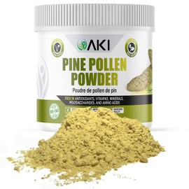 AKI Pine Pollen Powder - Ideal in Ingredients & Amino Acids | May Helps to Boost Energy | Ideal for Tea, Coffee, Smoothies, Baked Goods| Vegan, Gluten Free, Non-GMO (3oz / 85gr)