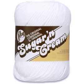 Lily Sugar'N - Hilo blanco crema - Paquete de 6 unidades de 71 g/2.5 oz - Algodón - 4 medianos (peorado) - 120 yardas - Tejer/Crochet