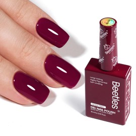 Beetles Burgundy Red Gel Nail Polish – 15ml HEMA Free Fall Salon-Quality Gel Color Same Color in Bottles, Wine Red Long Lasting Soak Off UV/LED Gel Polish for Home & Professional Use