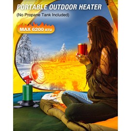 QIOMALA Portable Propane Heater, 6500 BTU Outdoor Buddy Radiant Heaters, Widen Base Use for 1 LB Tank, Tents, Garage, Patio, Ice Fishing, Hunting
