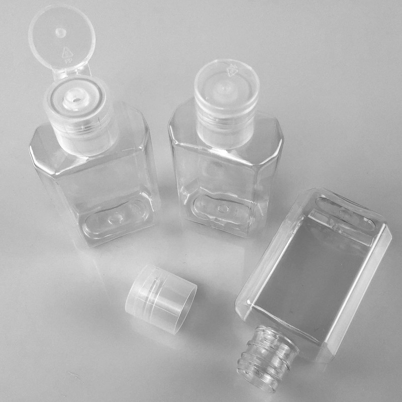 FOOCHY 60 Pack Clear Hand Sanitizer Bottles Empty Plastic Refillable