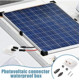 Udbrud Roof Feed-Out, Pack of 2 IP68 Solar Double Cable Grommet ABS Waterproof 2-Way Solar Panel Cable Guide for Solar Panels Caravan Boat Solar Project (White)