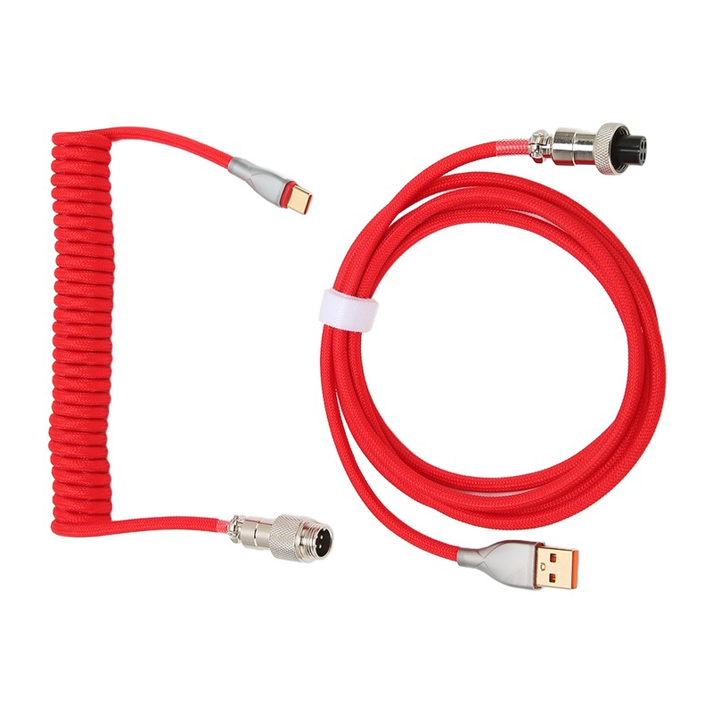 Mechanical Keyboard Cable Double Sleeve Custom Coiled with Detachable Metal