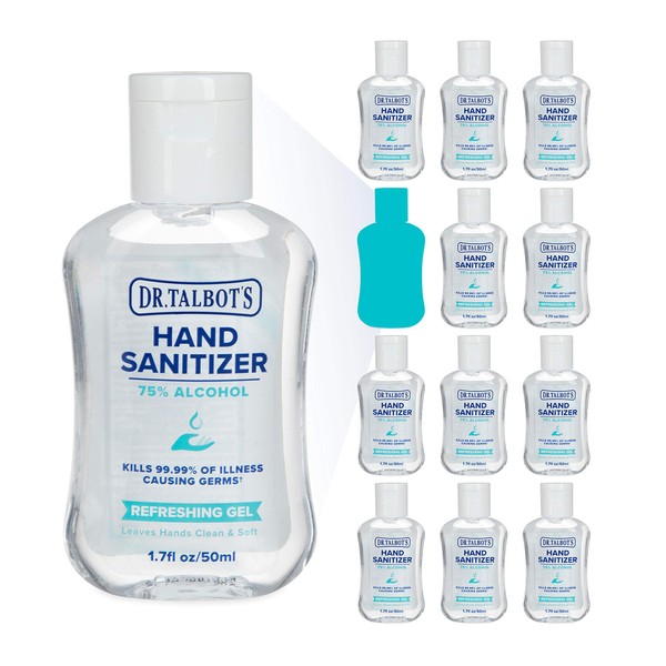 Dr. Talbot's Refreshing Gel Hand Sanitizer With Flip Cap, Fragrance Free, Travel Size 1.7 Fl Oz (Pack of 12)