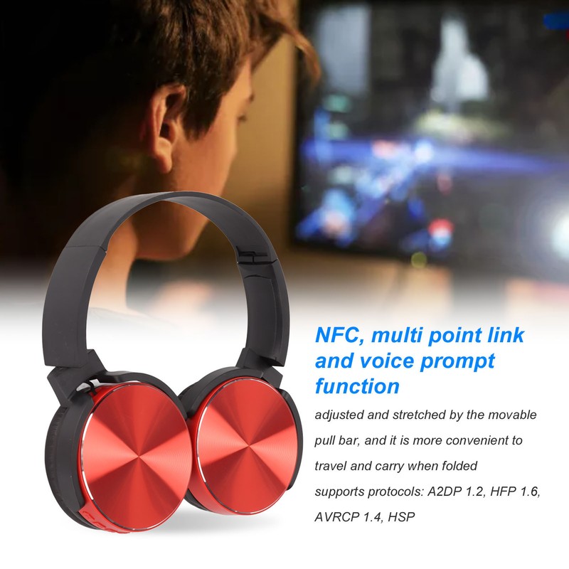 450BT Bluetooth Headset Subwoofer Adjustable Multifunctional Wireless Card Gaming Headset