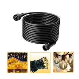 cshare Extension Cords for String Lights Inflatable Decorations, 2 Pin 32.8FT Outdoor Extension Cable Waterproof for Class2 Power Adapter Solar Pannel Holiday Black