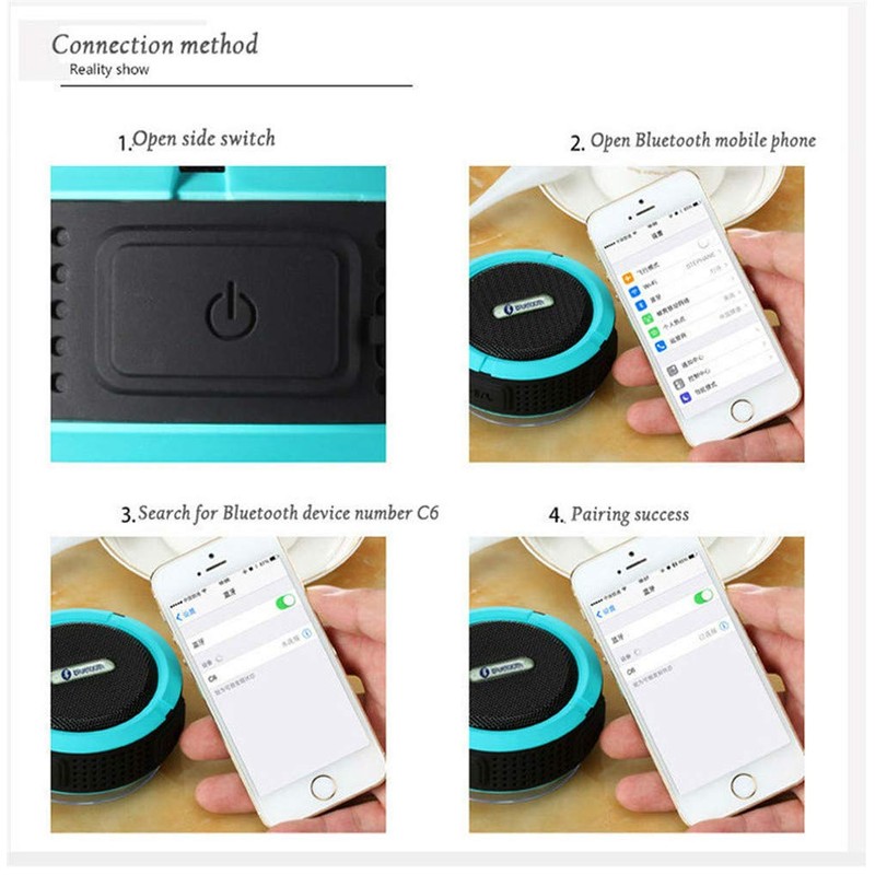 C6 Portable Bluetooth Speaker, Waterproof Bluetooth Speaker, Loud HD Sound,