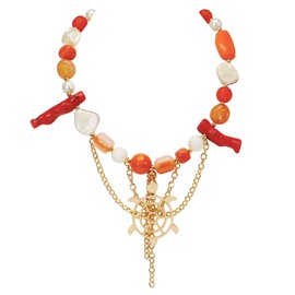 BERYOHZ Bohemian Passionate Orange Red Summer Beach Necklace Beach, Vacation Gift for Women(BN-0073-Orange)