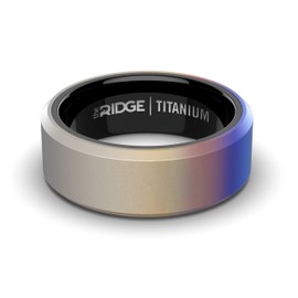 The Ridge Burnt Titanium Beveled Ring Comfort Fit Wedding Band - 10