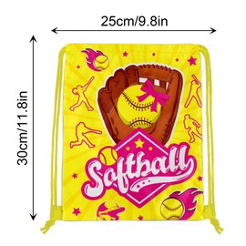 12 Pcs Softball Drawstring Bag Set Sports Themed Backpack Storage Bag Ideal for Travel, Fitness, and Everyday Use, 1 Design