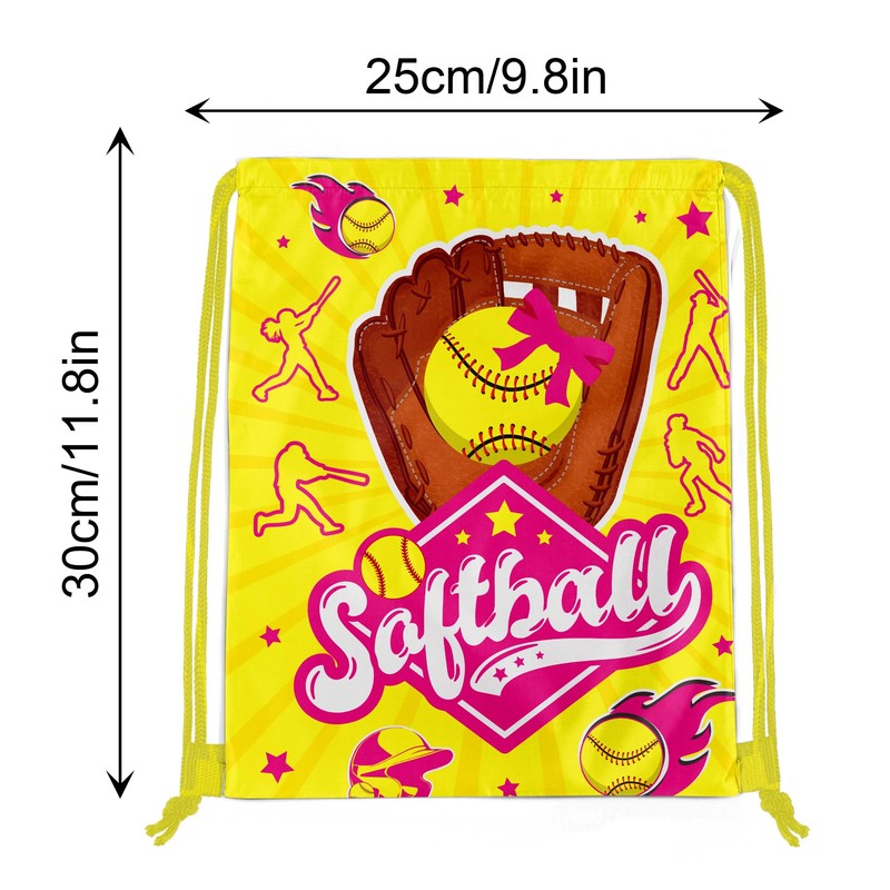 12 Pcs Softball Drawstring Bag Set Sports Themed Backpack Storage