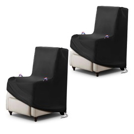 Letsteel 2 Pack Outdoor Chair Covers Waterproof, 600D Waterproof Recliner Chair Covers, Patio Chair Covers for Outdoor Recliner Chair with 2 Handle & Zipper, Black